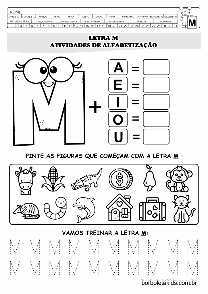 letra M para educação infantil
