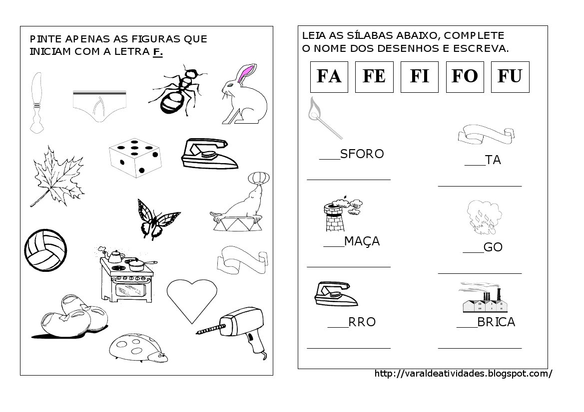 atividades com a letra f para imprimir