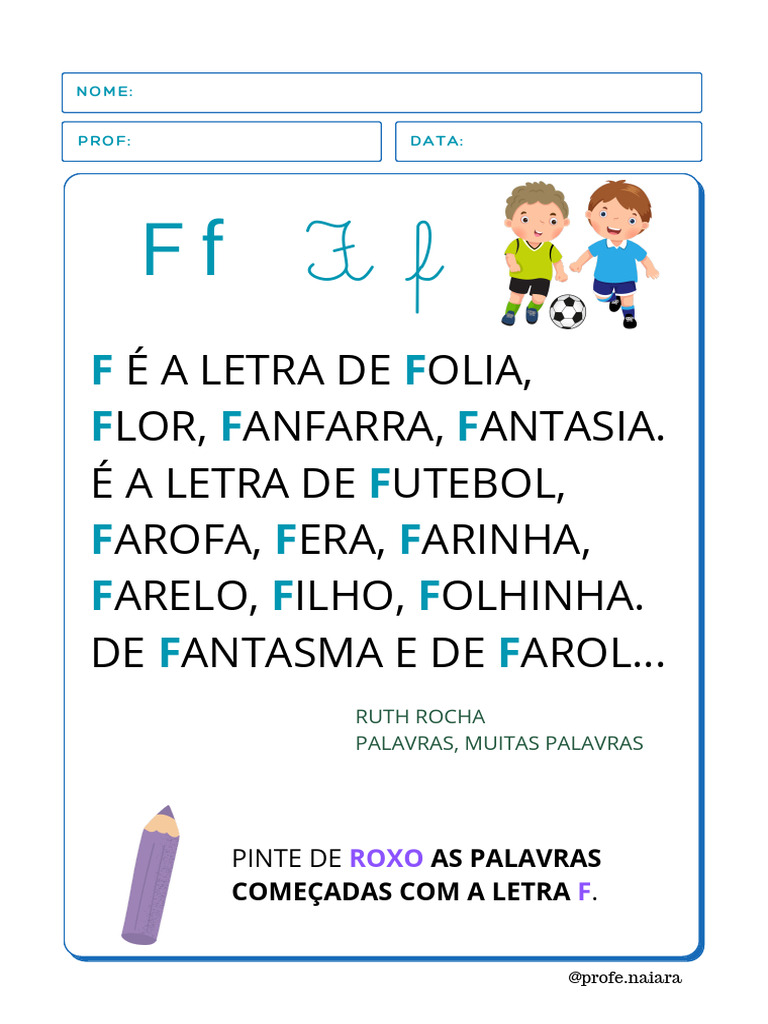 consciência fonológica letra f