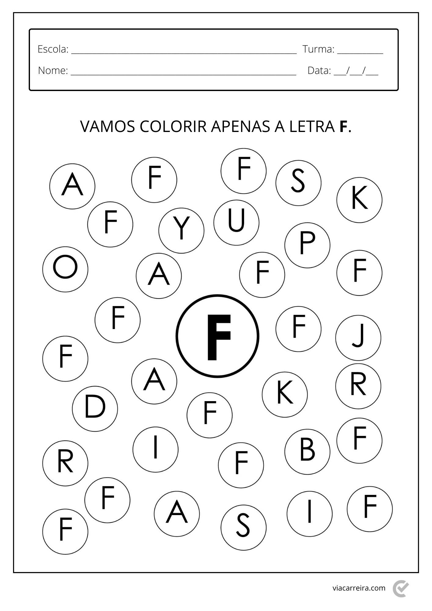 traçado da letra f para colorir