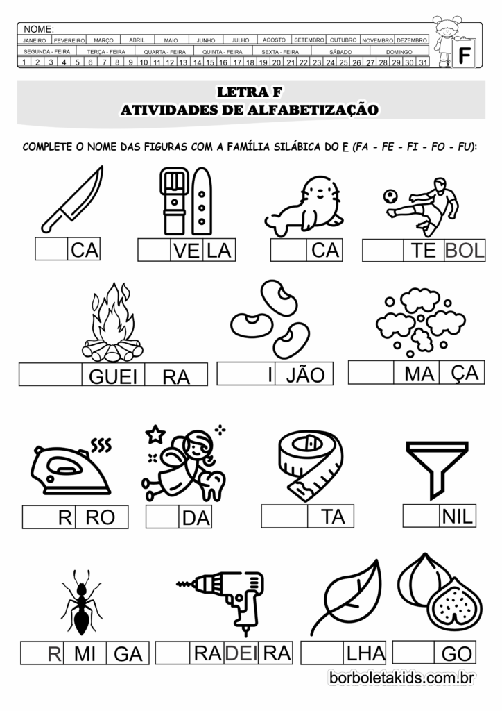 família silábica do f atividades