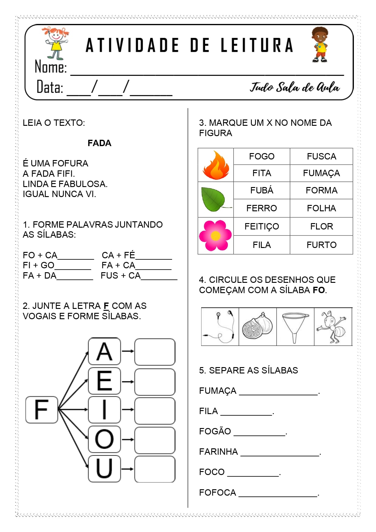 planos de aula letra f