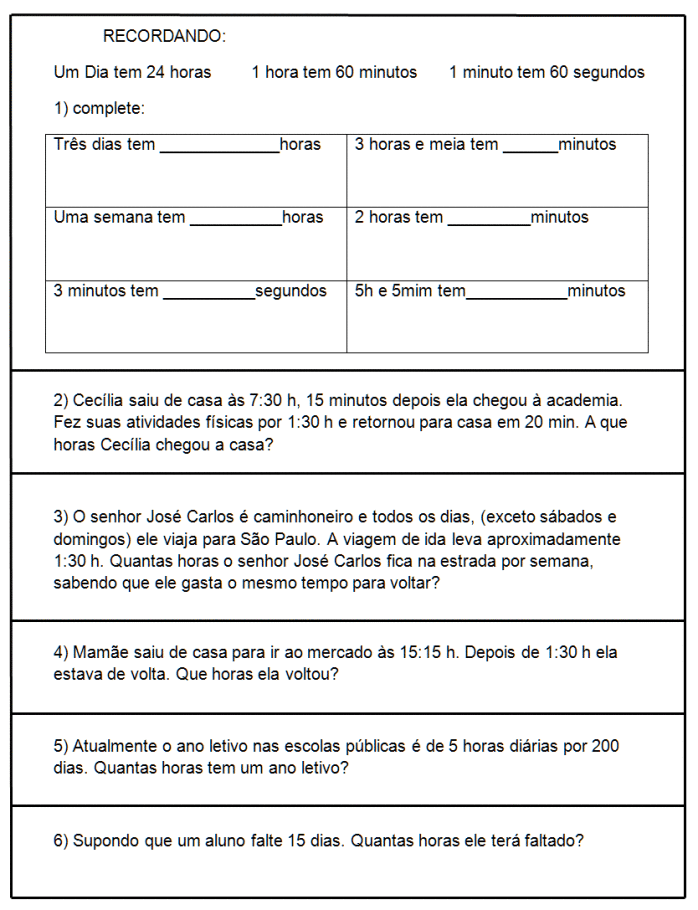 como ensinar horas para crianças de 7 anos