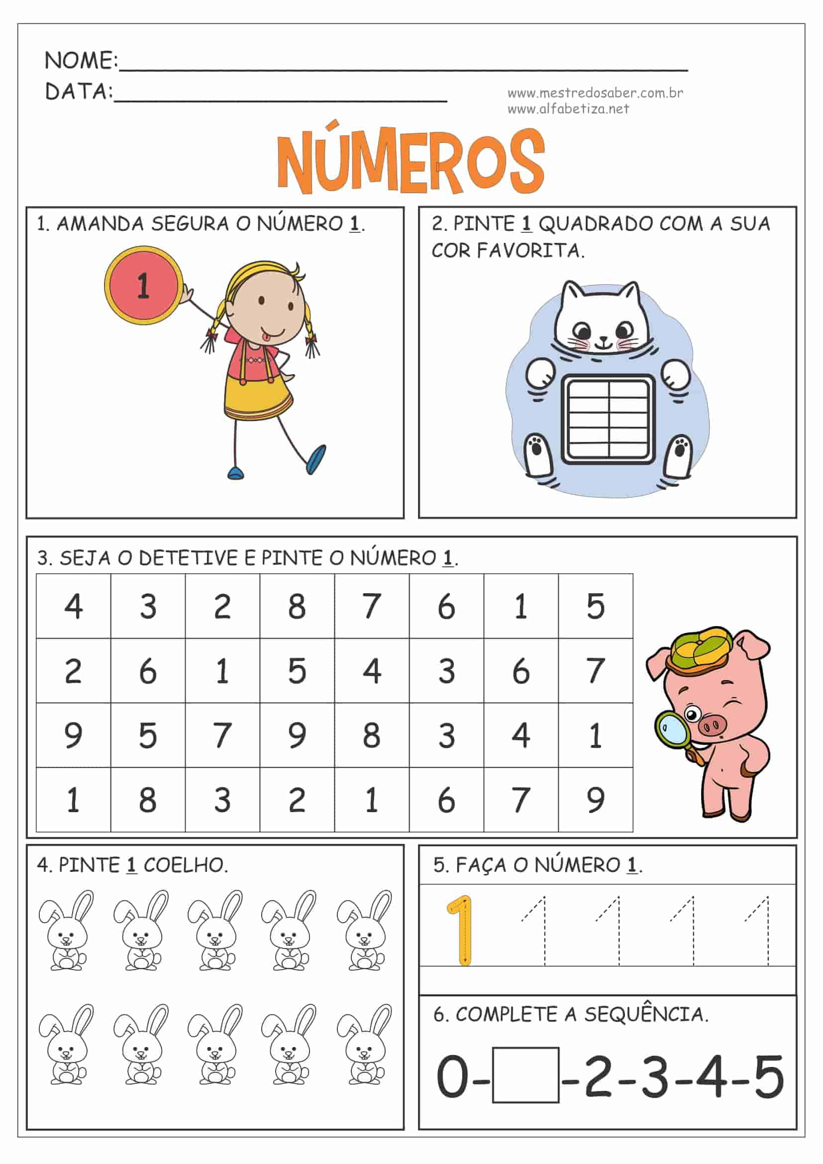 atividades números e quantidades 1 ano