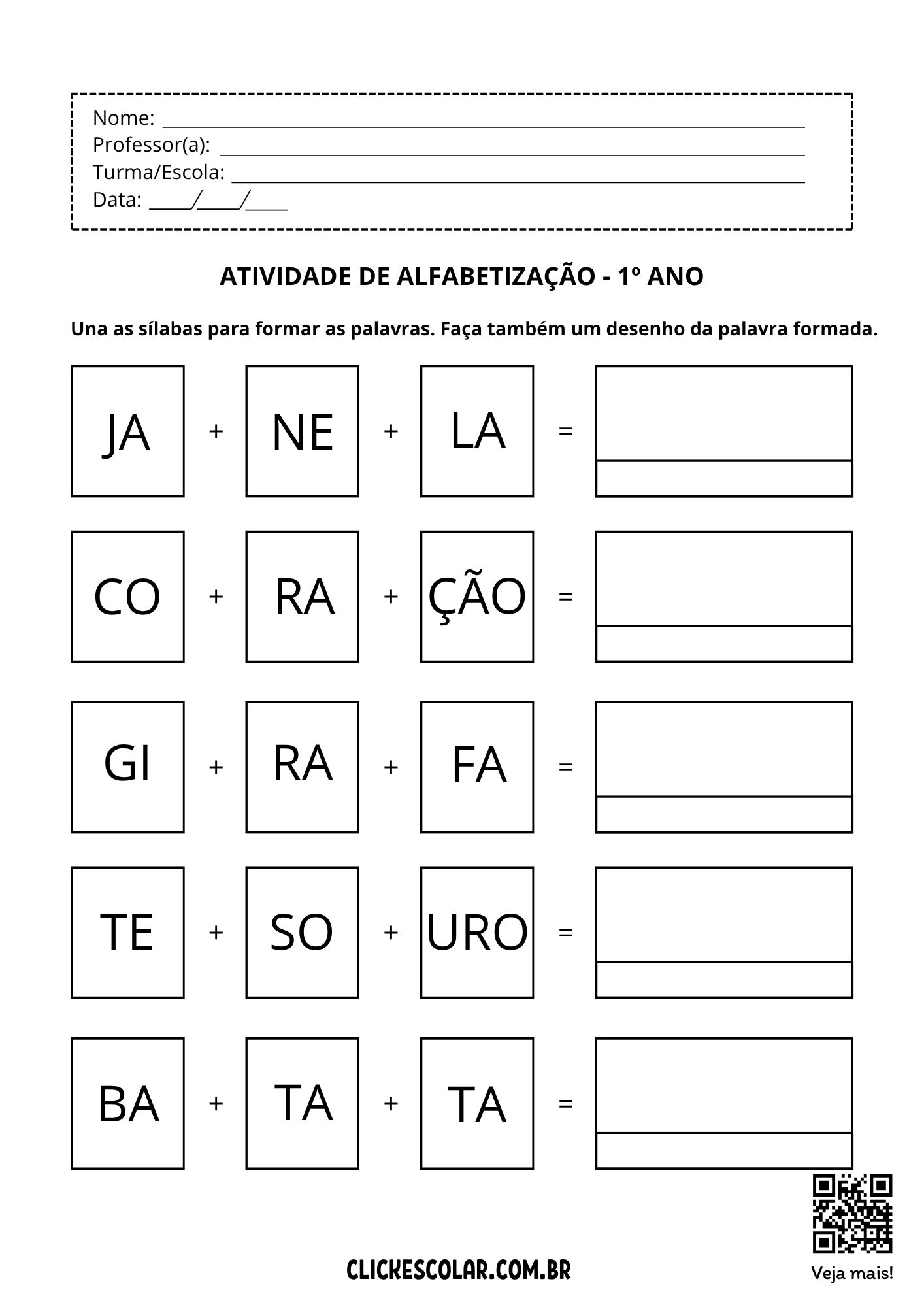 exercícios de matemática para 1 ano fundamental