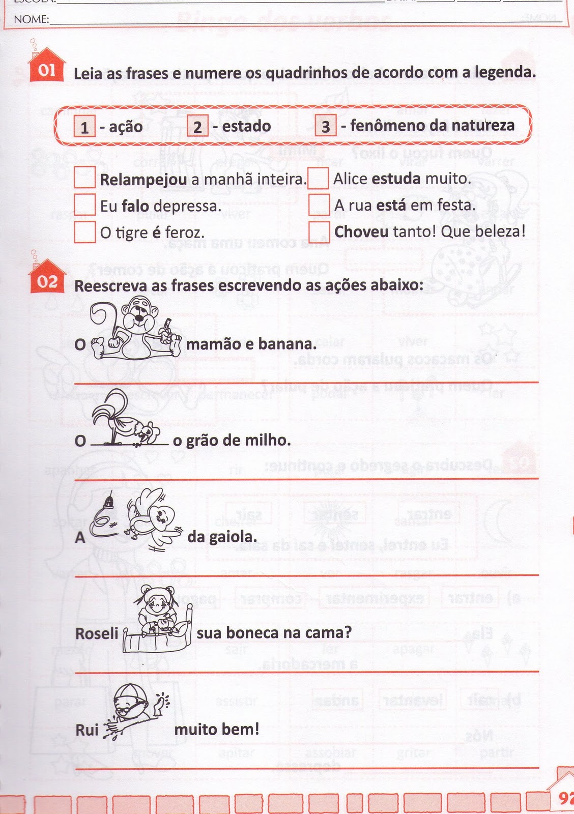 atividades lúdicas verbos 3 ano