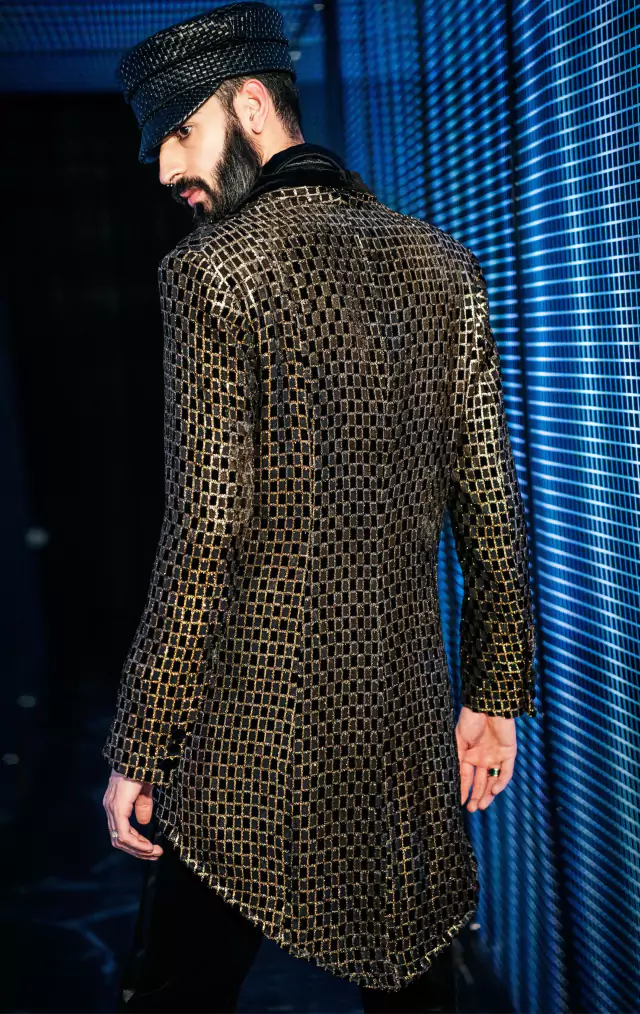 blazer dourado feminino metalizado