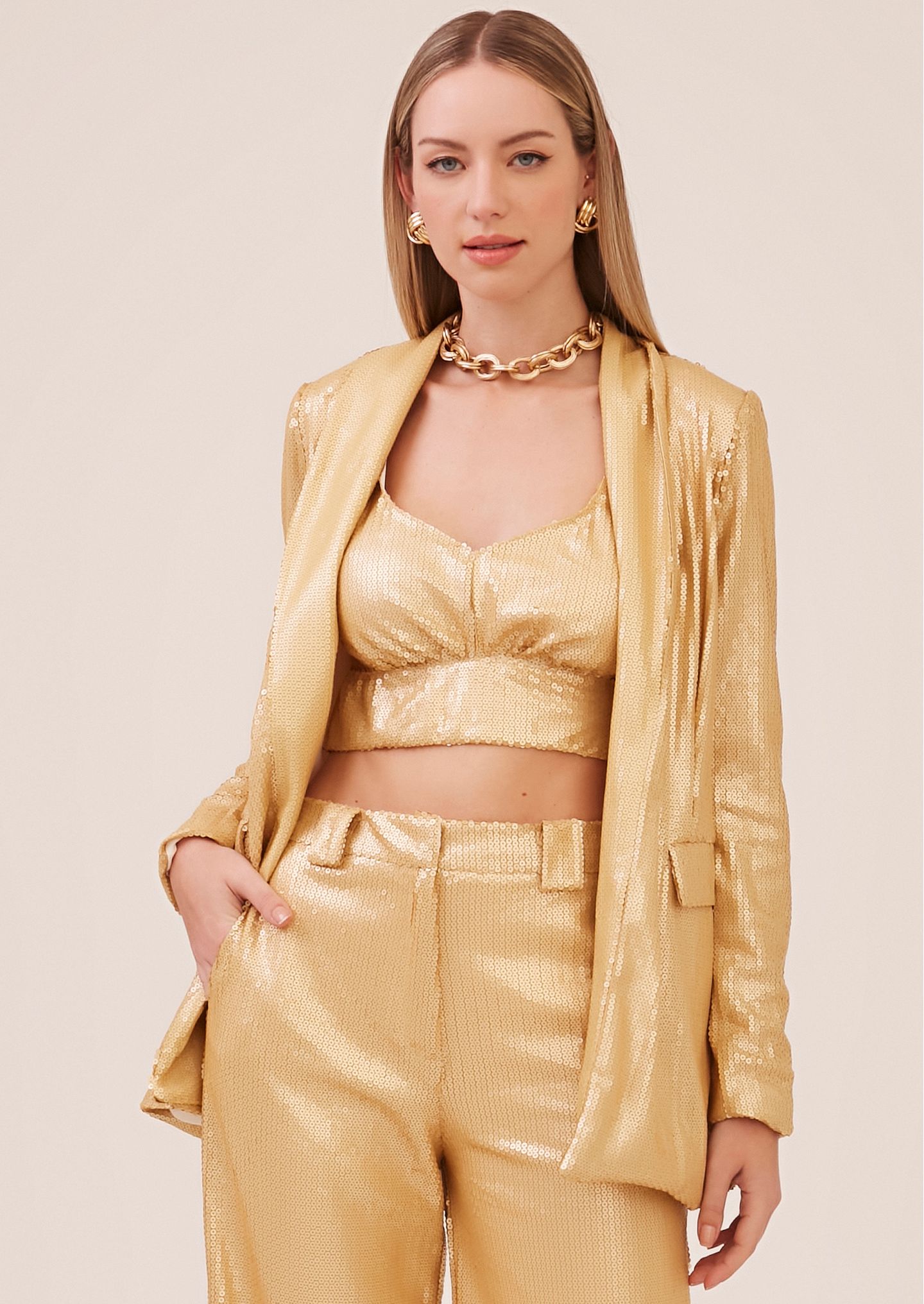 blazer dourado feminino metalizado