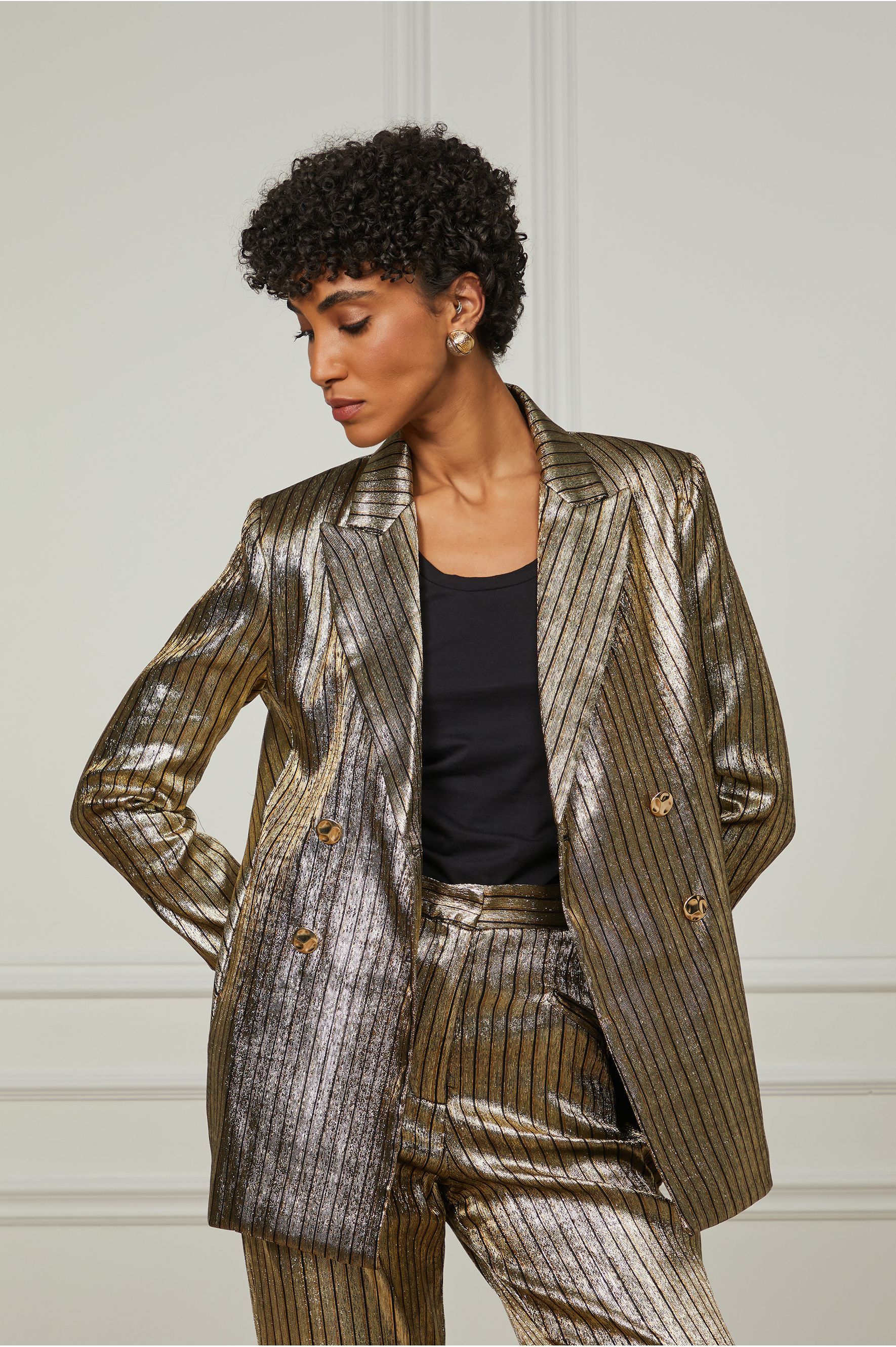 look com blazer dourado