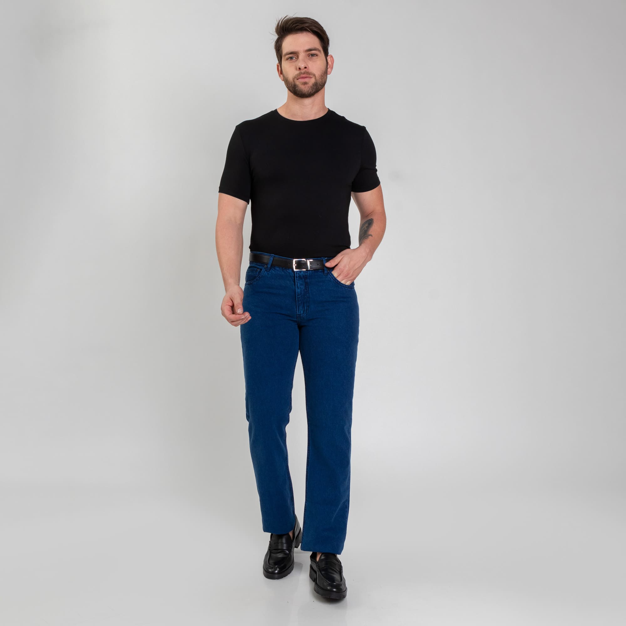 jeans escuro masculino cintura média