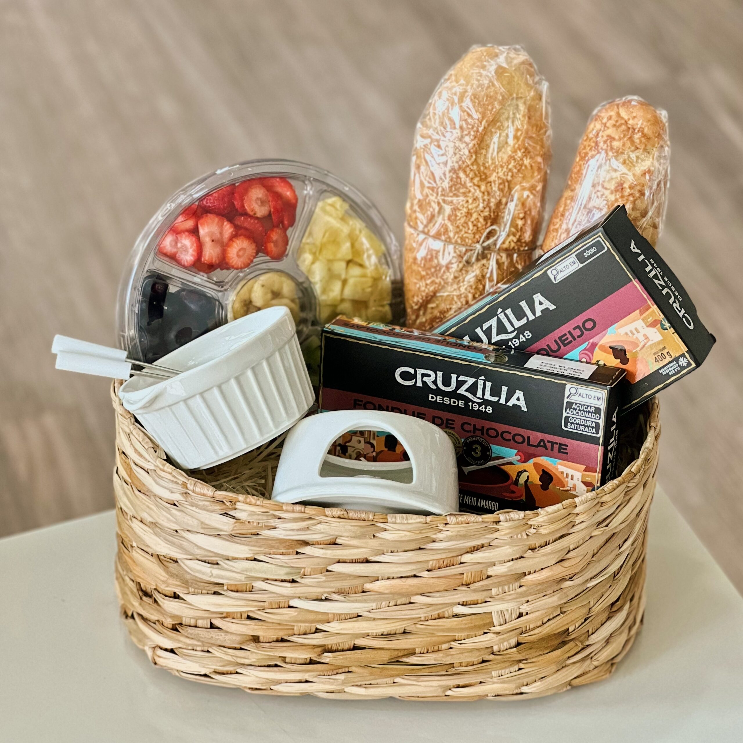 cesta de fondue romântica