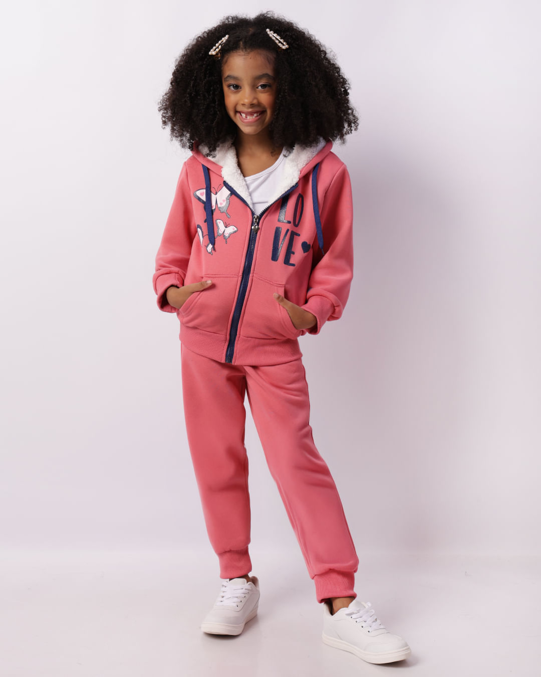 Conjunto moletom infantil feminino com glitter