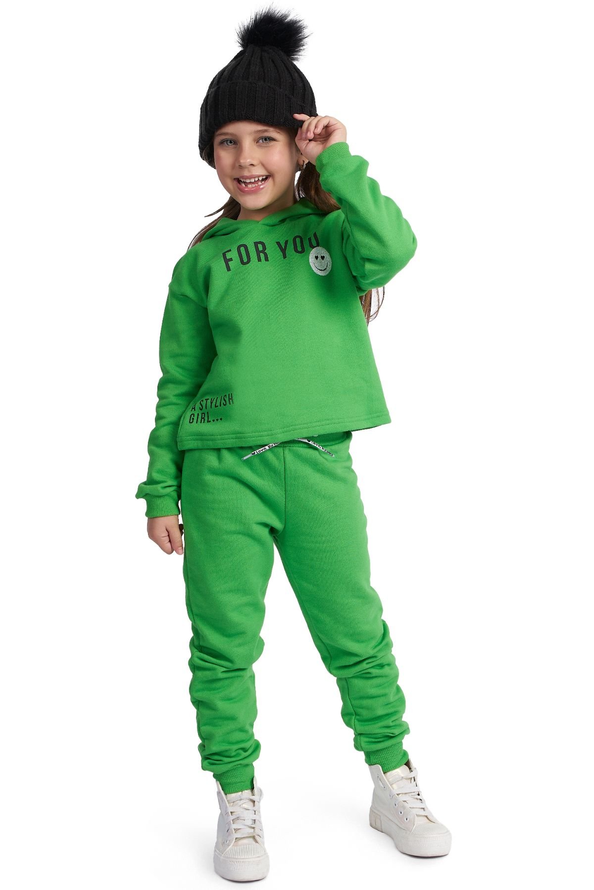 Conjunto moletom infantil com capuz e zíper