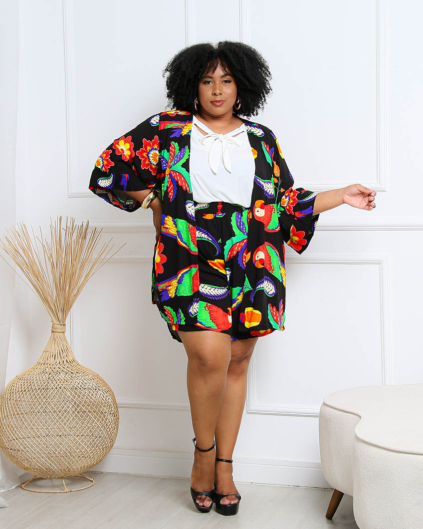 kimono com calça pantalona