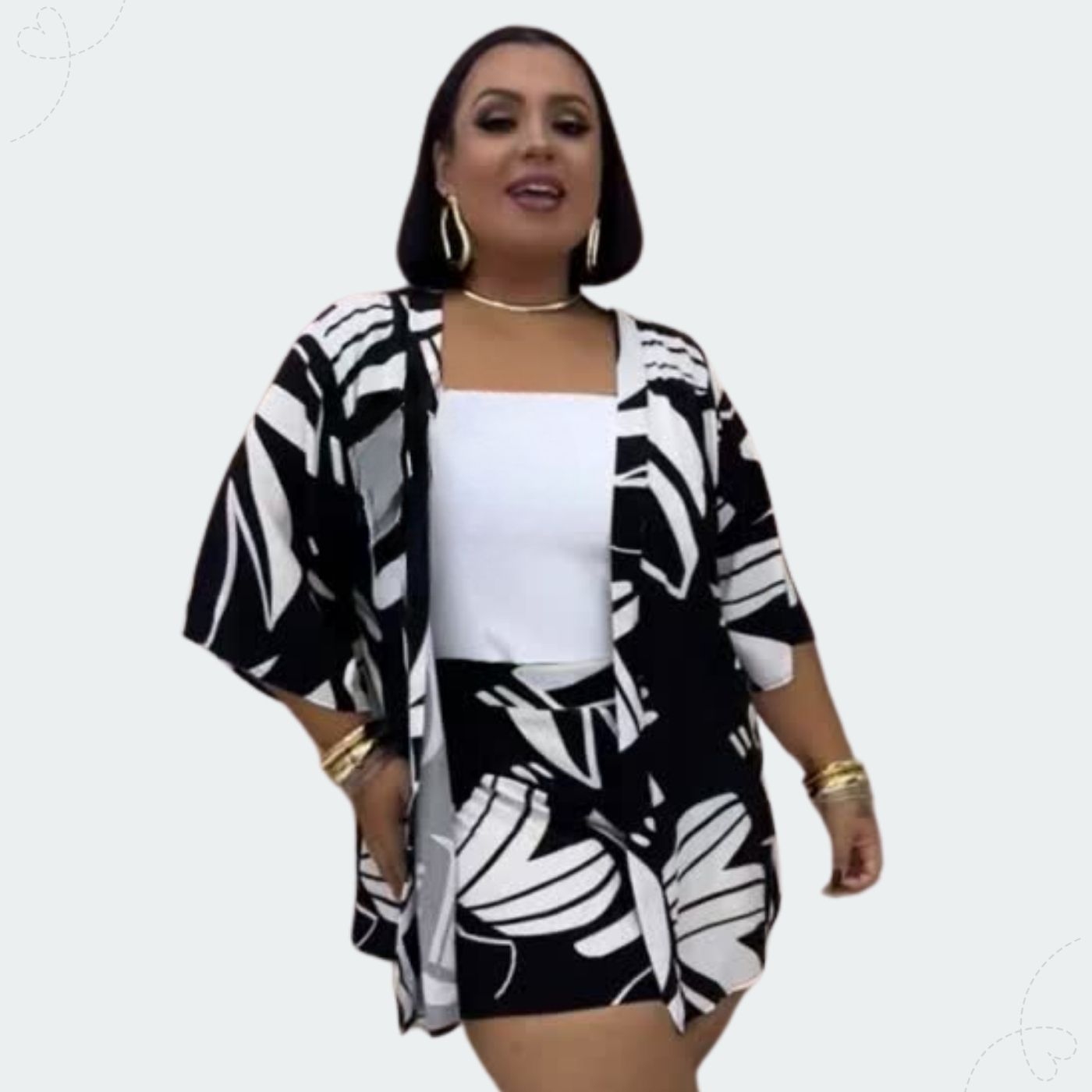 conjunto kimono plus size