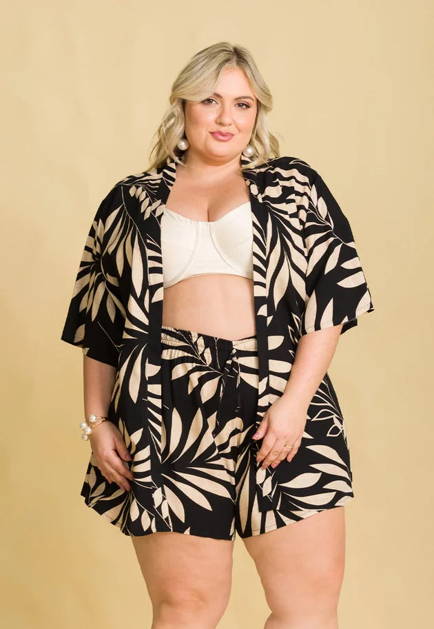 conjunto kimono plus size