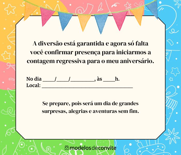 modelo de convite de aniversário editável