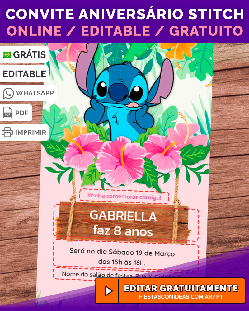 convite de aniversário digital para imprimir