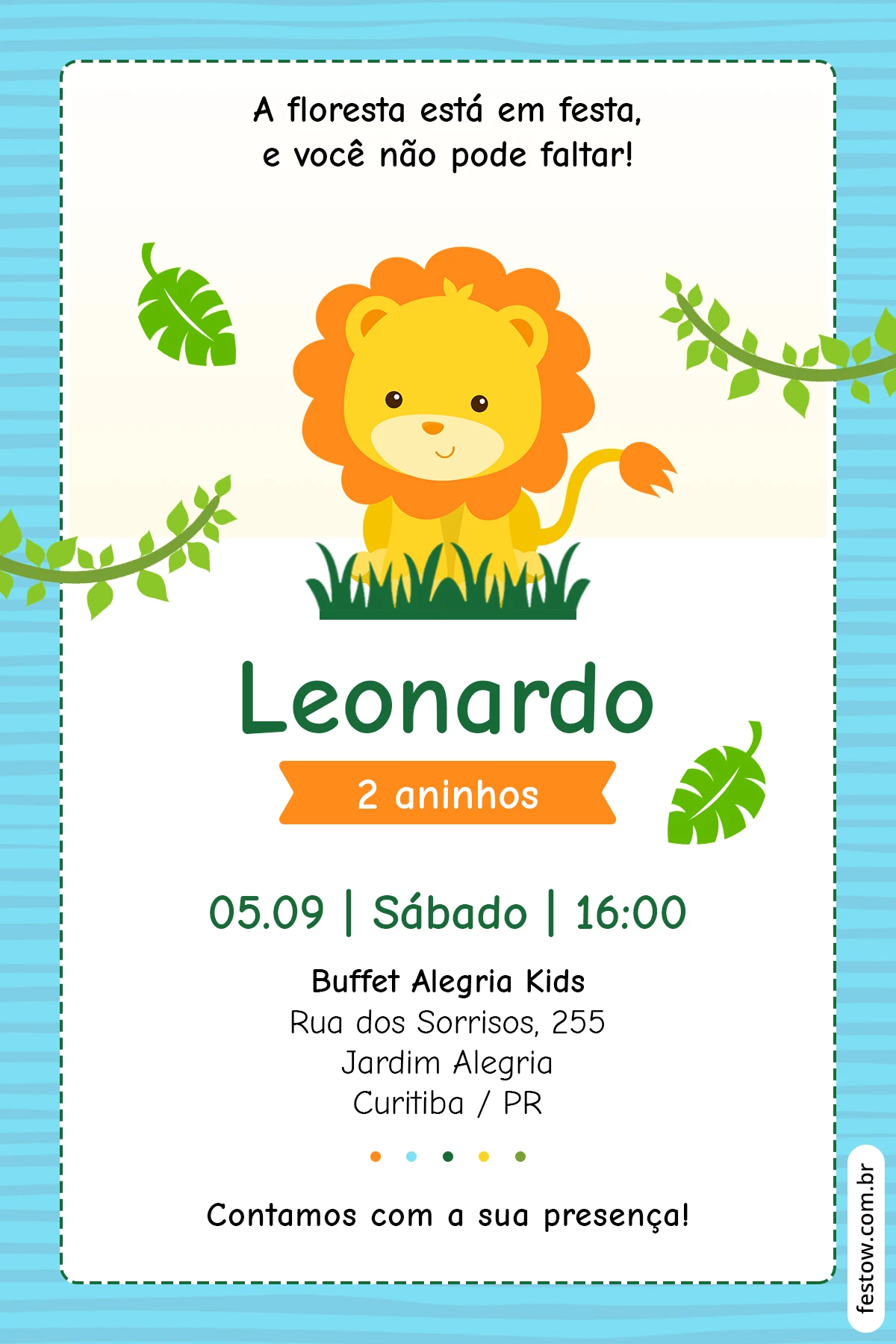 convite leãozinho safari editar