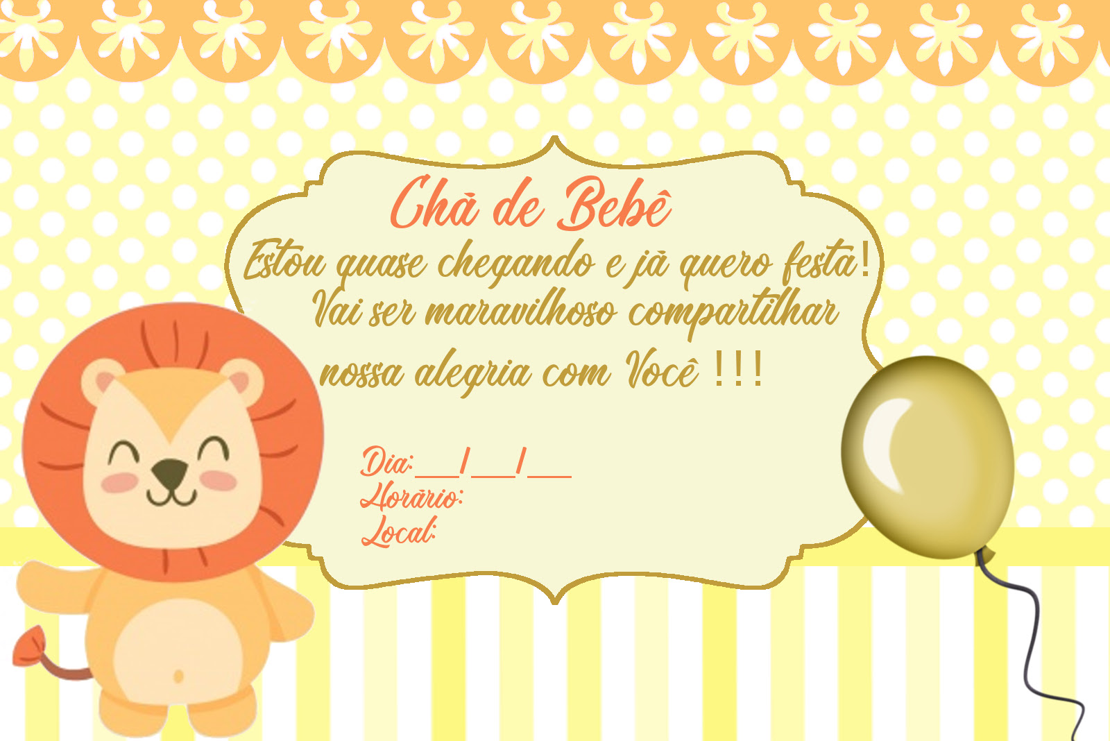 convite rei da selva editável