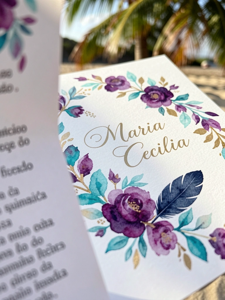 Convite de casamento branco com nome 