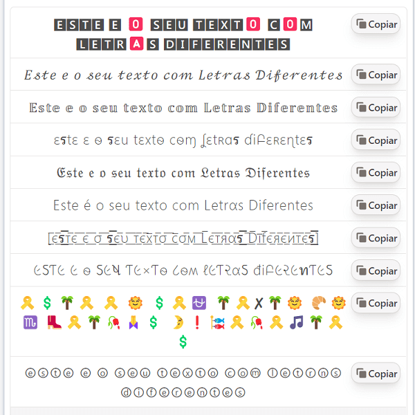 copiar e colar letras bonitas