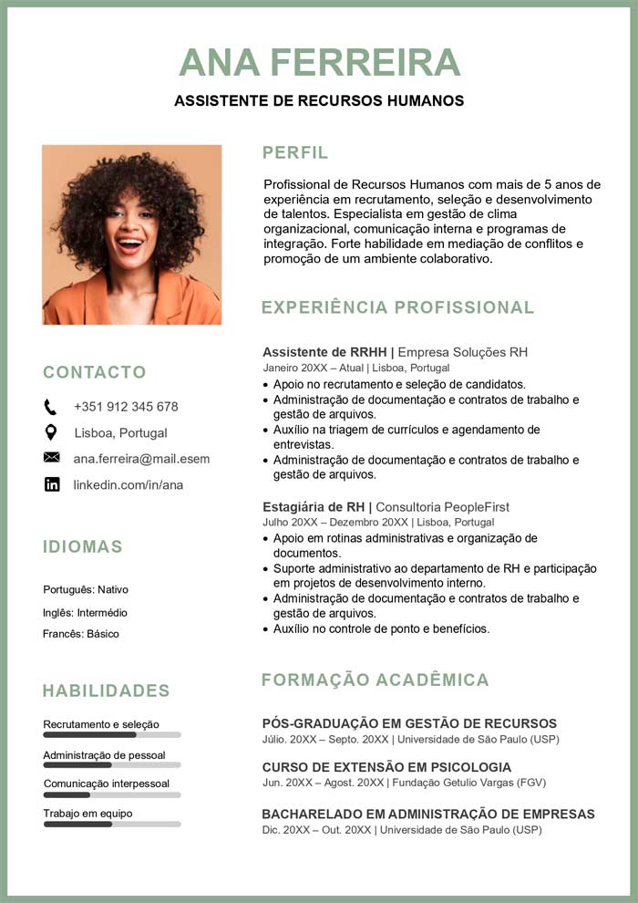 currículo com foto profissional