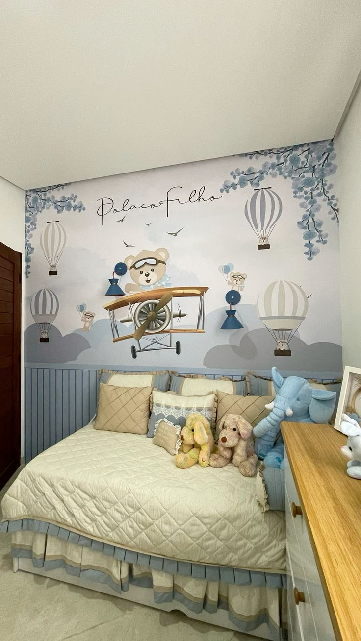 quarto de bebê masculino tema aviador urso
