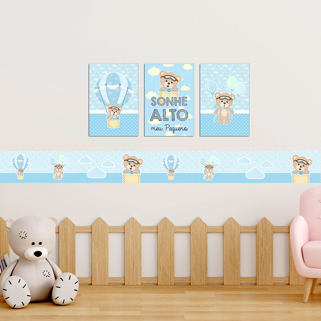 ideias de papel de parede para quarto de bebê ursinho