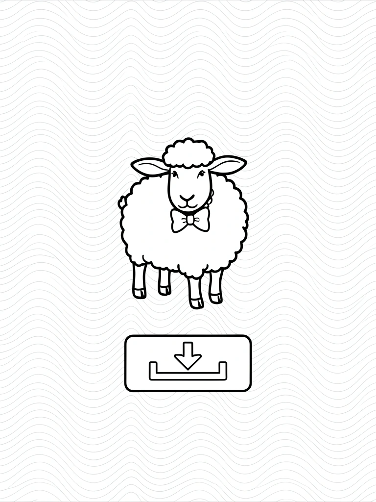 Captura de tela de site com desenho de ovelha e botão de download.