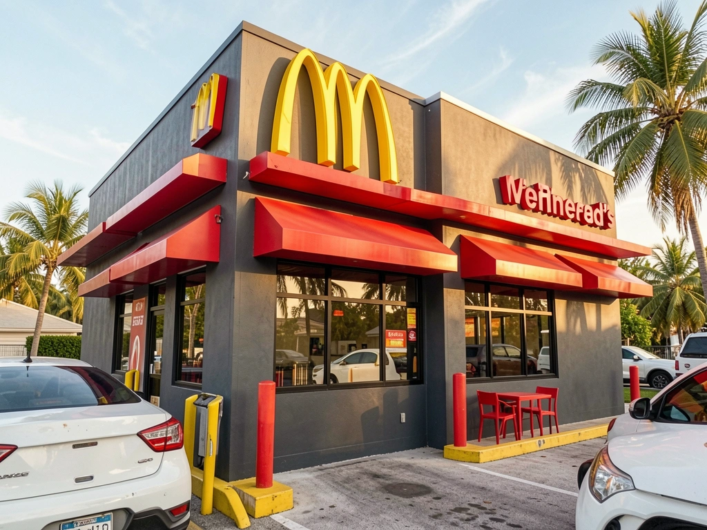 Arcos dourados e placa vermelha do McDonald