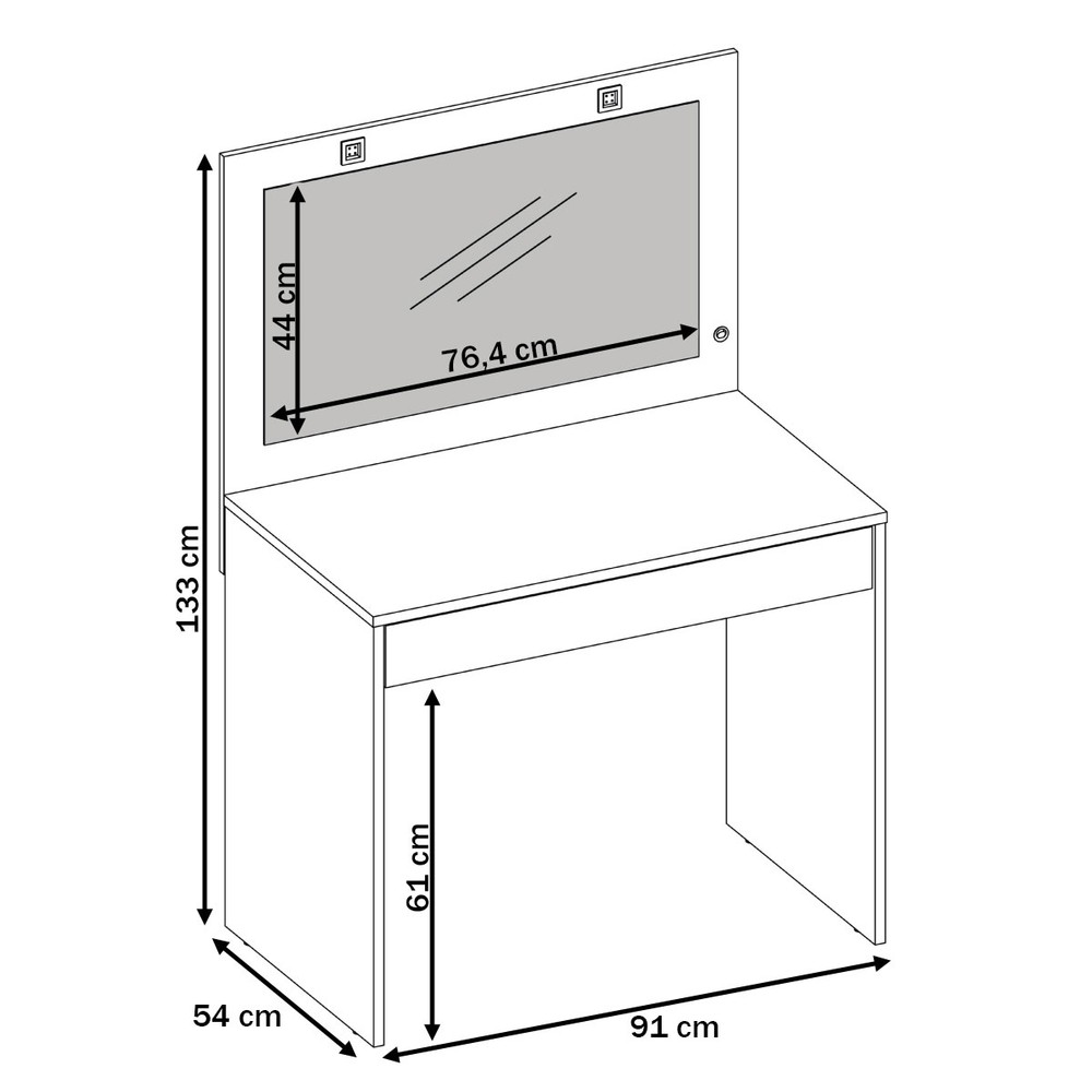 penteadeira para quarto pequeno medidas