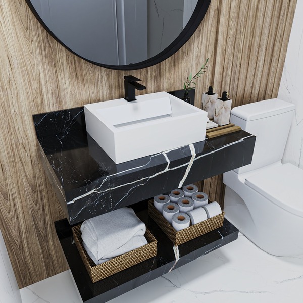 bancada de porcelanato banheiro