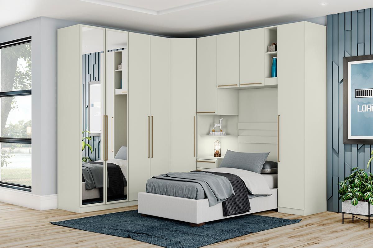 quarto modulado com escrivaninha solteiro