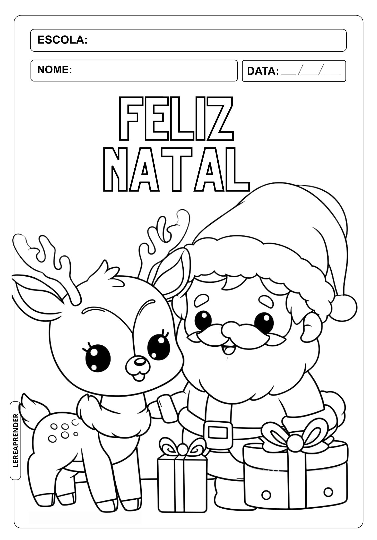 desenho de rena natalina para pintar
