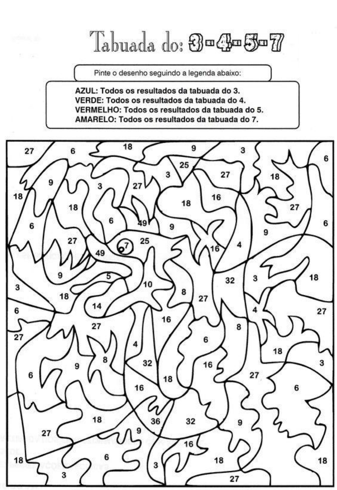tabuada para pintar e aprender