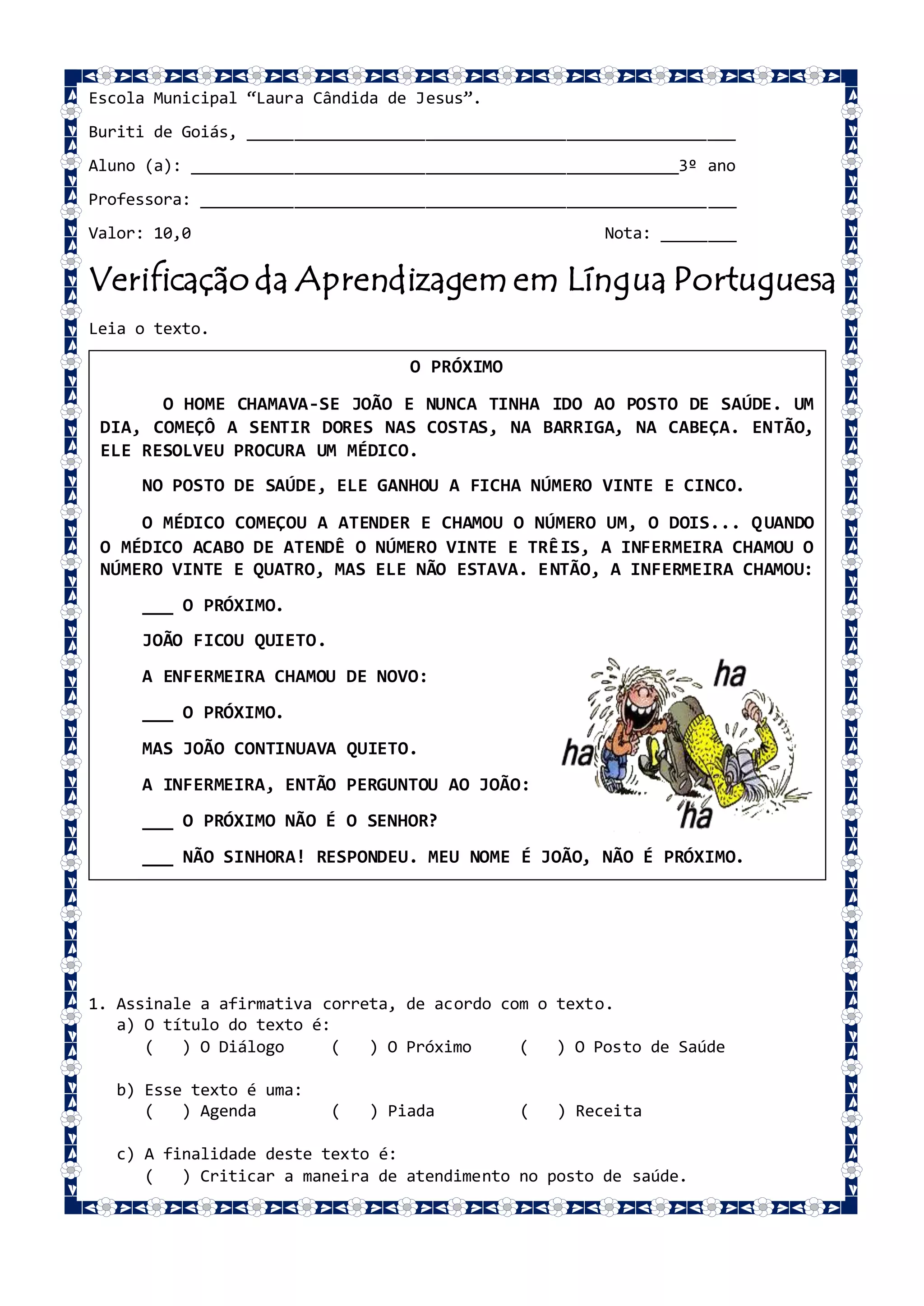 texto com diálogo 3º ano fundamental