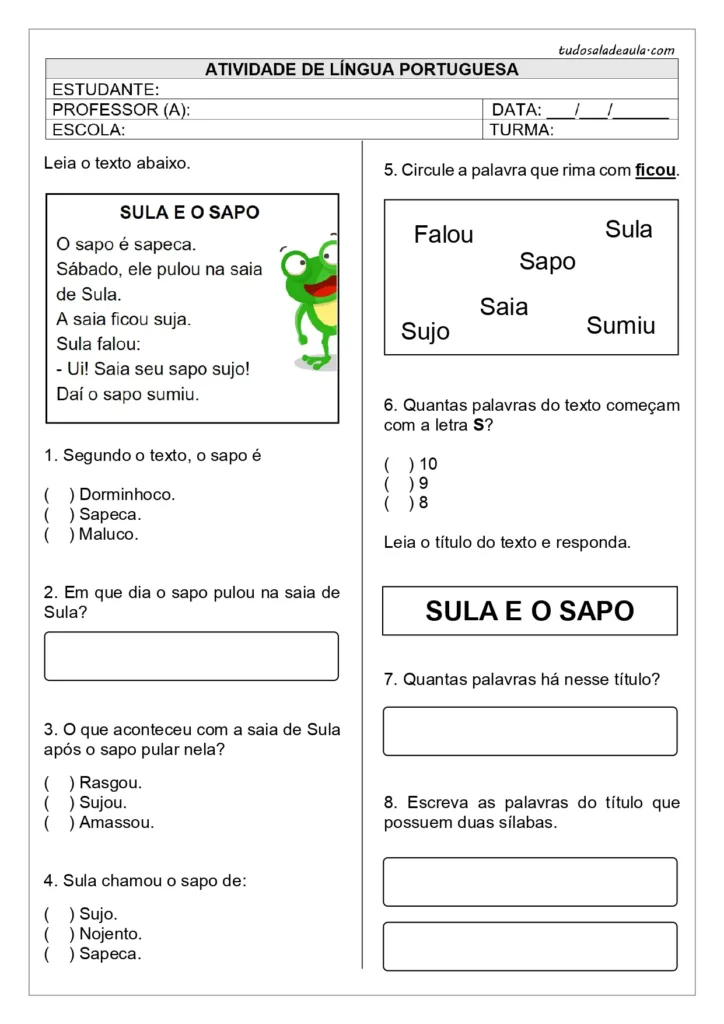 textos para 8 ano interpretação e respostas