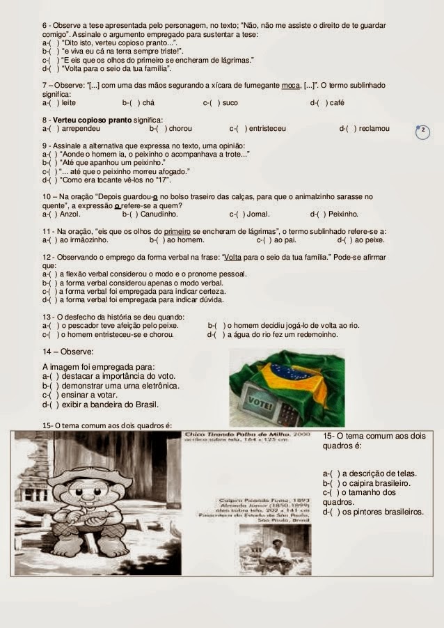 material de apoio português 8 ano interpretação