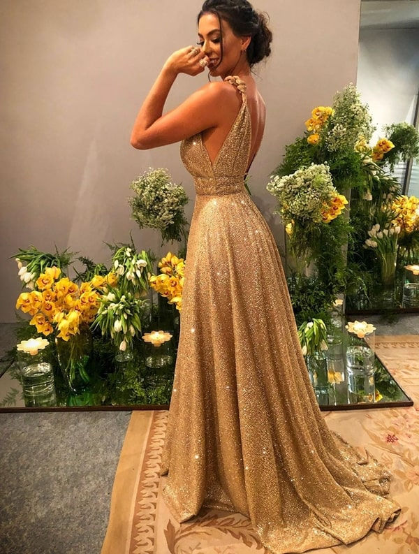 vestido longo lurex
