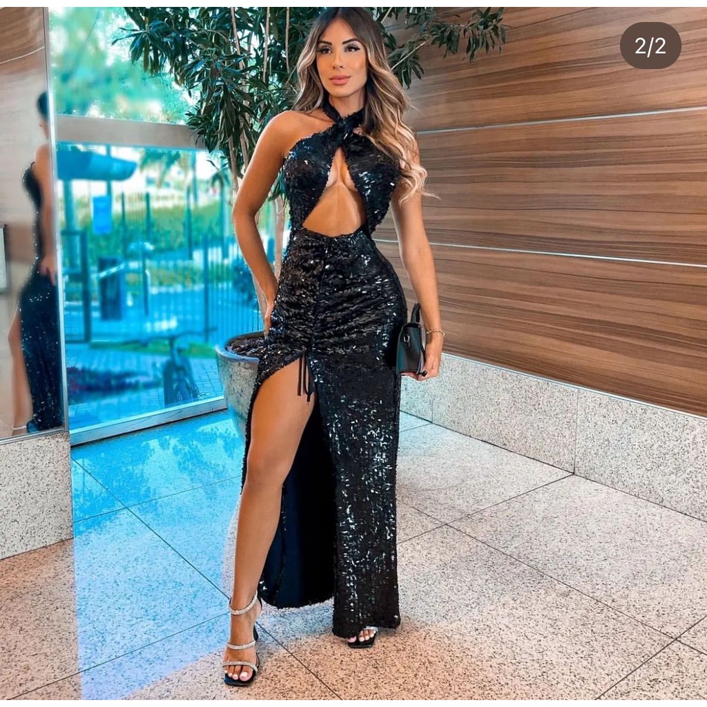 vestido longo acetinado brilho
