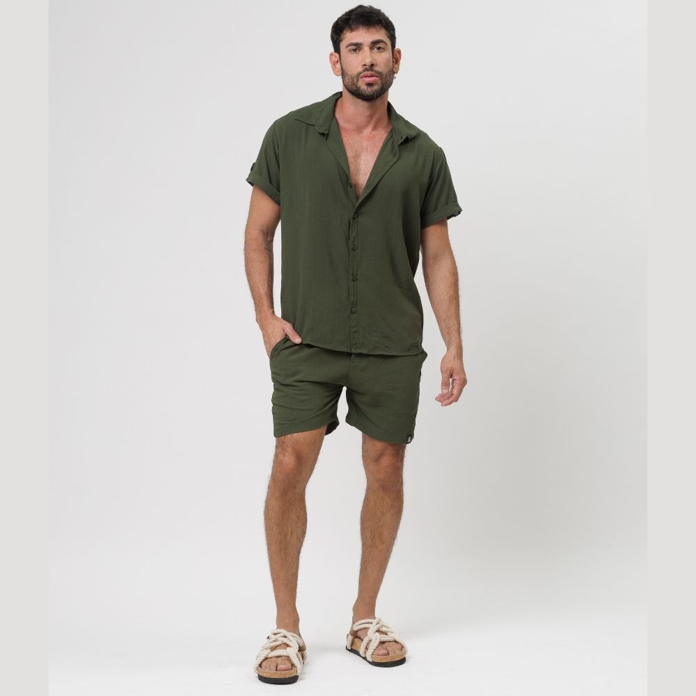 vestido verde musgo midi
