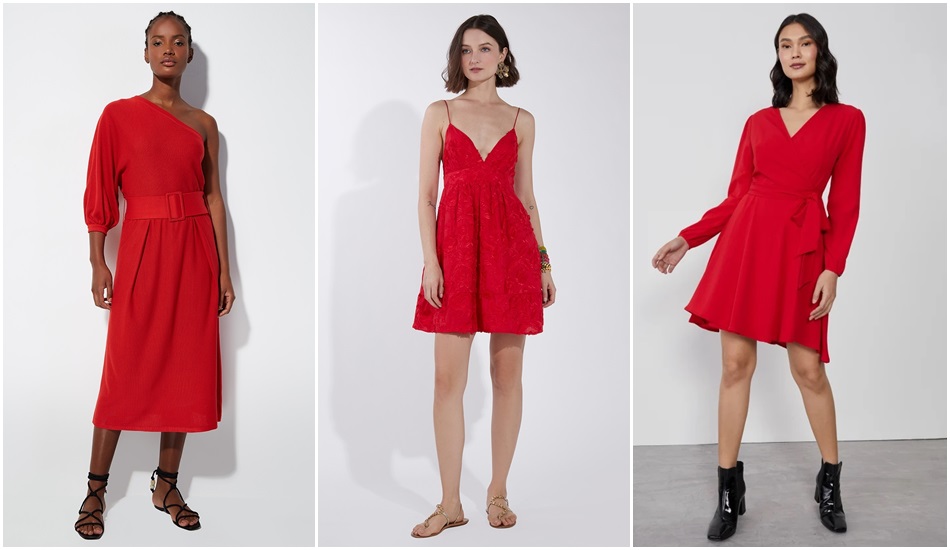 vestido vermelho curto decotado